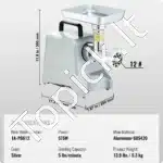 Komercinis Elektrinis Mėsos Malūnas su Dešrų Pildymo Funkcija – 2,27 kg/min, 575 W - Image 7