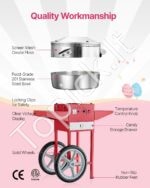 Komercinis cukraus vatos aparatas su vežimėliu, 1000 W - Image 5