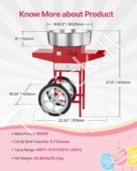 Komercinis cukraus vatos aparatas su vežimėliu, 1000 W - Image 7