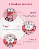 Komercinis cukraus vatos aparatas su vežimėliu, 1000 W - Image 3