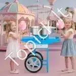 Komercinis cukraus vatos aparatas su vežimėliu - 1000 W, mėlynas - Image 8