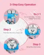 Komercinis cukraus vatos aparatas su vežimėliu - 1000 W, mėlynas - Image 3
