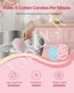 Komercinis elektrinis cukraus vatos aparatas | 1000 W | Rožinis | 6 porcijos/minutę - Image 2