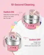 Komercinis elektrinis cukraus vatos aparatas | 1000 W | Rožinis | 6 porcijos/minutę - Image 4