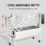 Komercinis elektrinis grilis iš nerūdijančio plieno | Talpa 41 kg | 4 aukščių reguliavimas | 50 W galia | 2-in-1 BBQ - Image 2