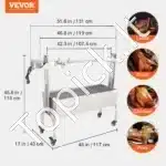 Komercinis elektrinis grilis iš nerūdijančio plieno | Talpa 41 kg | 4 aukščių reguliavimas | 50 W galia | 2-in-1 BBQ - Image 6