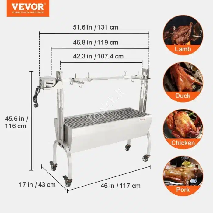 Komercinis elektrinis grilis iš nerūdijančio plieno | Talpa 41 kg | 4 ...