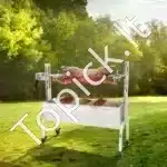 Komercinis elektrinis grilis iš nerūdijančio plieno | Talpa 41 kg | 4 aukščių reguliavimas | 50 W galia | 2-in-1 BBQ - Image 7