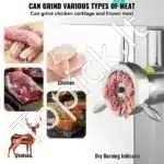 Komercinis elektrinis mėsos malūnas, 4000 W – 16,65 kg/min – Nerūdijančio plieno konstrukcija - Image 3