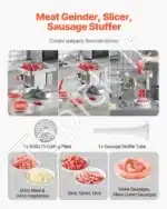 Komercinis elektrinis mėsos malūnas su dešrų pildymo funkcija – 5 kg/min talpa | Nerūdijančio plieno konstrukcija - Image 2