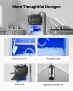 Komercinis ledo aparatas – 163 kg per dieną, 250 lbs (~113 kg) talpa, automatinė savireguliacija, LED valdymo skydelis, nerūdijančio plieno korpusas - Image 6