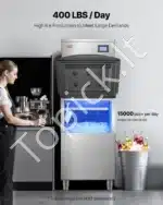 Komercinis ledo aparatas – 181 kg per dieną, 250 lbs talpa, automatinė savireguliacija, LED valdymo skydelis, nerūdijančio plieno korpusas - Image 3