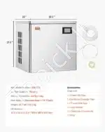 Komercinis ledo aparatas – 181 kg per dieną, 250 lbs talpa, automatinė savireguliacija, LED valdymo skydelis, nerūdijančio plieno korpusas - Image 7