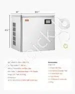 Komercinis ledo aparatas – 204 kg per dieną, nerūdijančio plieno korpusas, savireguliacija, LED ekranas - Image 7