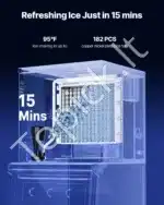 Komercinis ledo aparatas – 204 kg per dieną, nerūdijančio plieno korpusas, savireguliacija, LED ekranas - Image 2