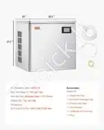 Komercinis ledo aparatas – 249 kg per dieną, 250 lbs talpa, automatinė savireguliacija, LED valdymo skydelis, nerūdijančio plieno korpusas - Image 7