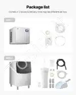 Komercinis ledo aparatas – 350 kg per dieną, 250 lbs (~113 kg) talpa, automatinė savireguliacija, LED valdymo skydelis, nerūdijančio plieno korpusas - Image 7