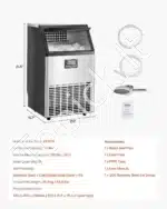 Komercinis ledo aparatas – 68 kg per dieną, 45 kubeliai, LED ekranas, savireguliacija - Image 7