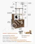 Kompaktiškas daugiaaukštis kačių draskyklės medis – 580 × 500 × 1400 mm - Image 7