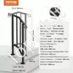 Laiptų turėklai 1-2 pakopoms, 153,5 x 8,4 x 99 cm - Image 3