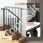 Laiptų turėklai 2-3 pakopoms, 95 x 8,4 x 98,5 cm juodos spalvos - Image 2