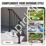 Laiptų turėklai 2-3 pakopoms, 95 x 8,4 x 98,5 cm juodos spalvos - Image 5