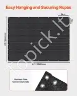 Markizė / apsauginis tinklas nuo saulės 244 x 366 cm juodos spalvos - Image 4