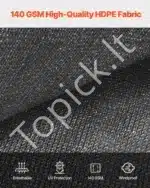 Markizė / apsauginis tinklas nuo saulės 305 x 366 cm juodos spalvos - Image 3