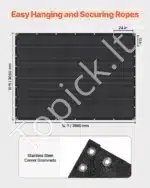 Markizė / apsauginis tinklas nuo saulės 305 x 366 cm juodos spalvos - Image 4