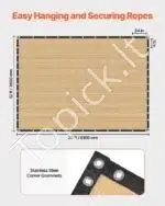 Markizė / apsauginis tinklas nuo saulės 366 x 610 cm šviesiai rudas - Image 4