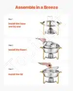 Marmitų komplektas, 4 vnt., 4,7 L, auksinė spalva - Image 5