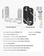 Mechaninis durų užraktas su dvipuse klaviatūra, 35-65 mm - Image 7