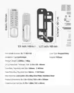 Mechaninis durų užraktas su klaviatūra, 35-65 mm, sidabrinės spalvos - Image 7