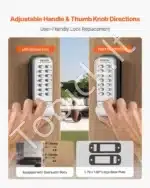 Mechaninis durų užraktas su klaviatūra, 35-65 mm, sidabrinės spalvos - Image 4