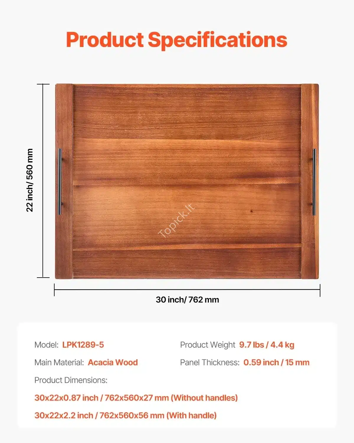 Medinis padėklas-pjaustymo lentelė, ruda 56 x 76 cm topick (2) Medinis padėklas-pjaustymo lentelė, ruda 56 x 76 cm - Image 7