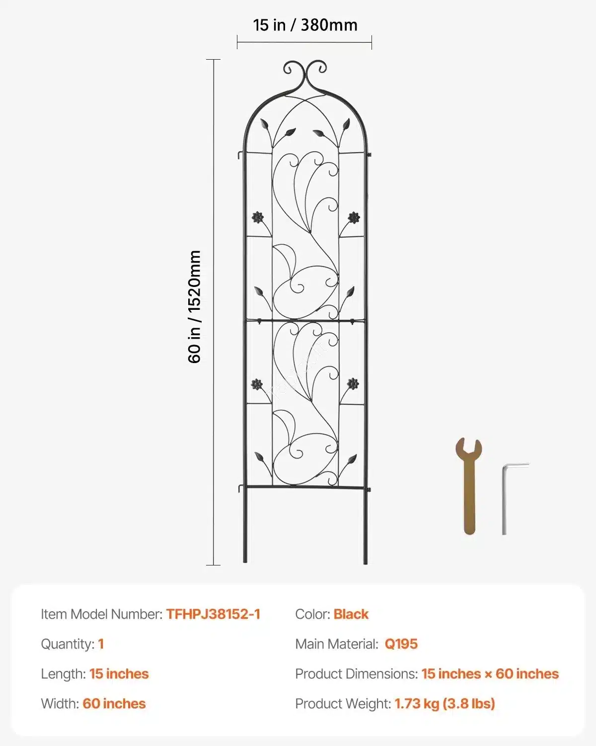 Metalinis sodo grotelių rinkinys augalams – 38 × 152 cm (5) Metalinis sodo grotelių rinkinys augalams – 38 × 152 cm - Image 7