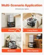 Mini šaldytuvo stovas su ratukais, juodas, 90 kg - Image 6