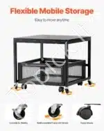 Mini šaldytuvo stovas su ratukais, juodas, 90 kg - Image 4