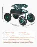 Mobili sodo kėdė-vežimėlis su įrankių krepšiu, iki 150 kg - Image 7