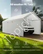 Mobilus automobilio tentas su sienelėmis (balta) 365 × 609 × 302 cm - Image 6