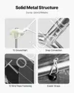 Mobilus automobilio tentas su sienelėmis (juodas) 365 × 609 × 302 cm - Image 7