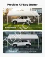 Mobilus automobilio užuovėjos tentas 305 × 609 × 287 cm ( baltos spalvos ) - Image 3