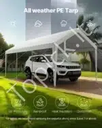 Mobilus automobilio užuovėjos tentas 305 × 609 × 287 cm ( baltos spalvos ) - Image 6