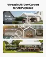 Mobilus automobilio užuovėjos tentas 305 × 609 × 287 cm ( baltos spalvos ) - Image 7