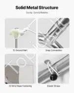 Mobilus automobilio užuovėjos tentas su sienomis 305 × 609 × 287 cm – atsparus visoms oro sąlygoms ( baltas ) - Image 7