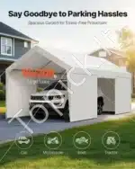 Mobilus automobilio užuovėjos tentas su sienomis 305 × 609 × 287 cm – atsparus visoms oro sąlygoms ( baltas ) - Image 2