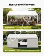 Mobilus automobilio užuovėjos tentas su sienomis 305 × 609 × 287 cm – atsparus visoms oro sąlygoms ( baltas ) - Image 5