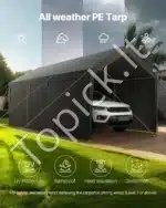 Mobilus automobilio užuovėjos tentas su sienomis (pilkas) 305 × 609 × 287 cm – tvirtas ir atsparus orui - Image 6