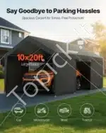 Mobilus automobilio užuovėjos tentas su sienomis (pilkas) 305 × 609 × 287 cm – tvirtas ir atsparus orui - Image 2