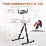 Mobilus ir tvirtas stalo pjūklų atraminis stovas – 113 kg talpa, reguliuojamas aukštis 68–109 cm - Image 7